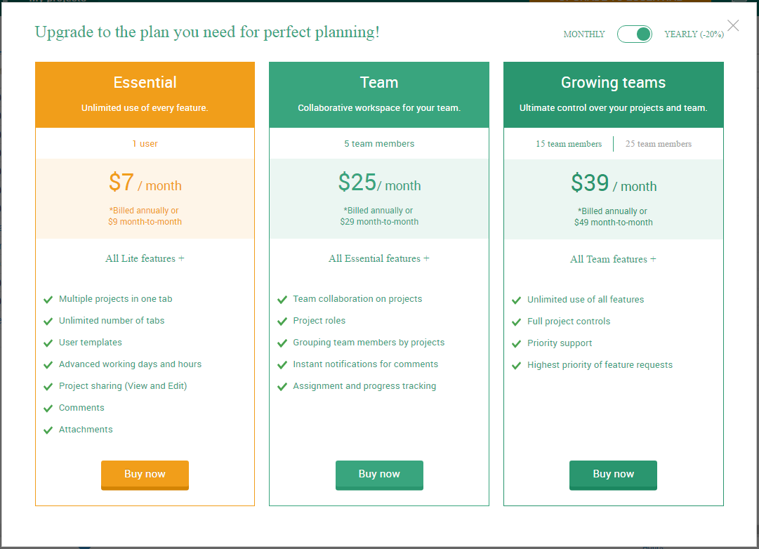 Project management tool GanttPRO pricing