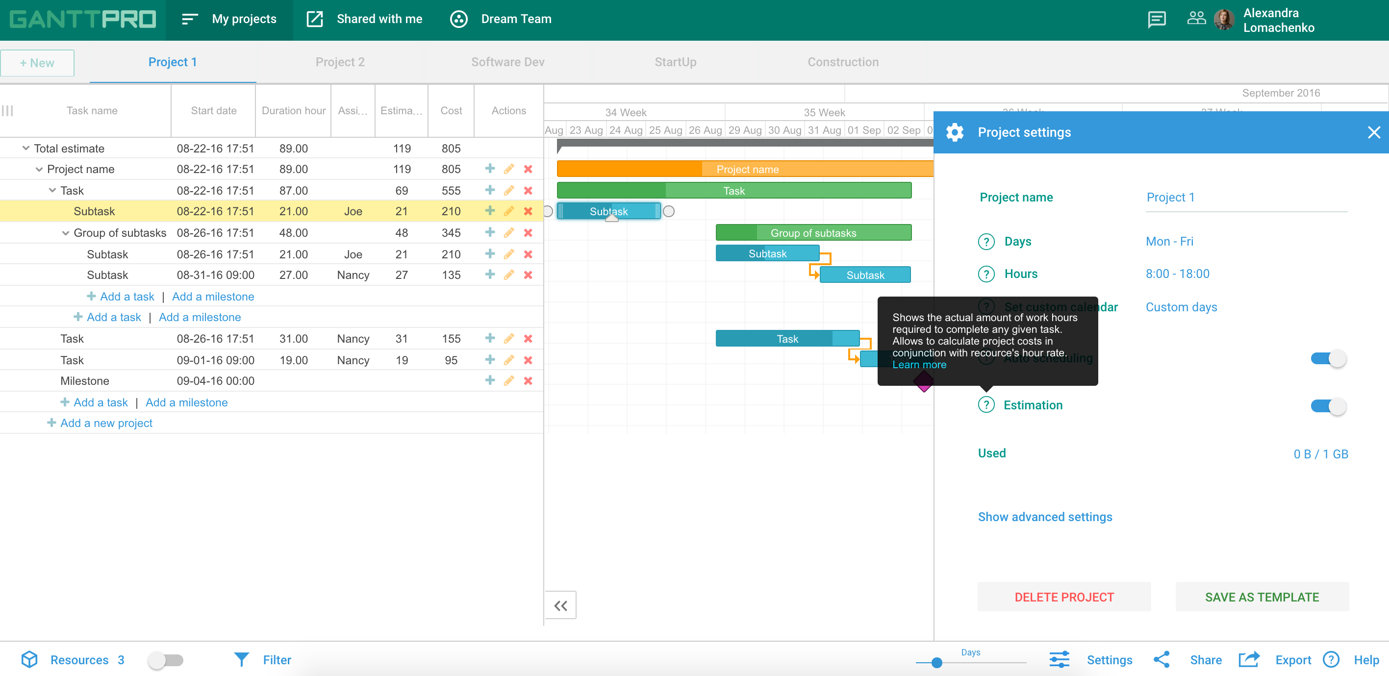 Project human resource management plan with gantt charts