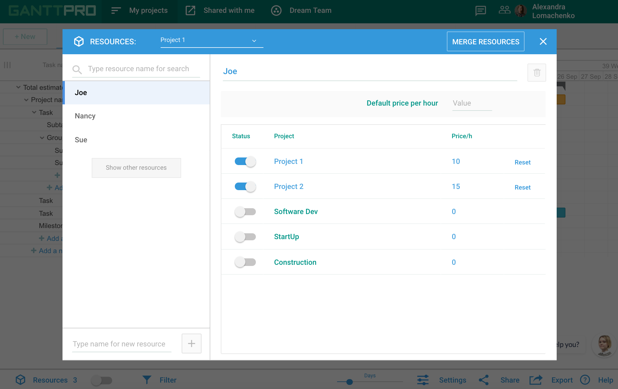 Project management resource plan with GanttPRO