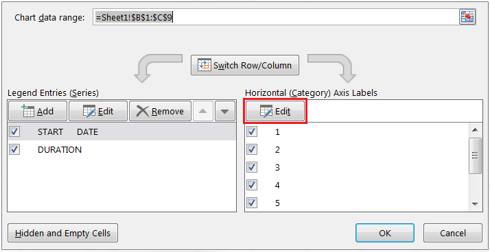 Gantt chart in Excel