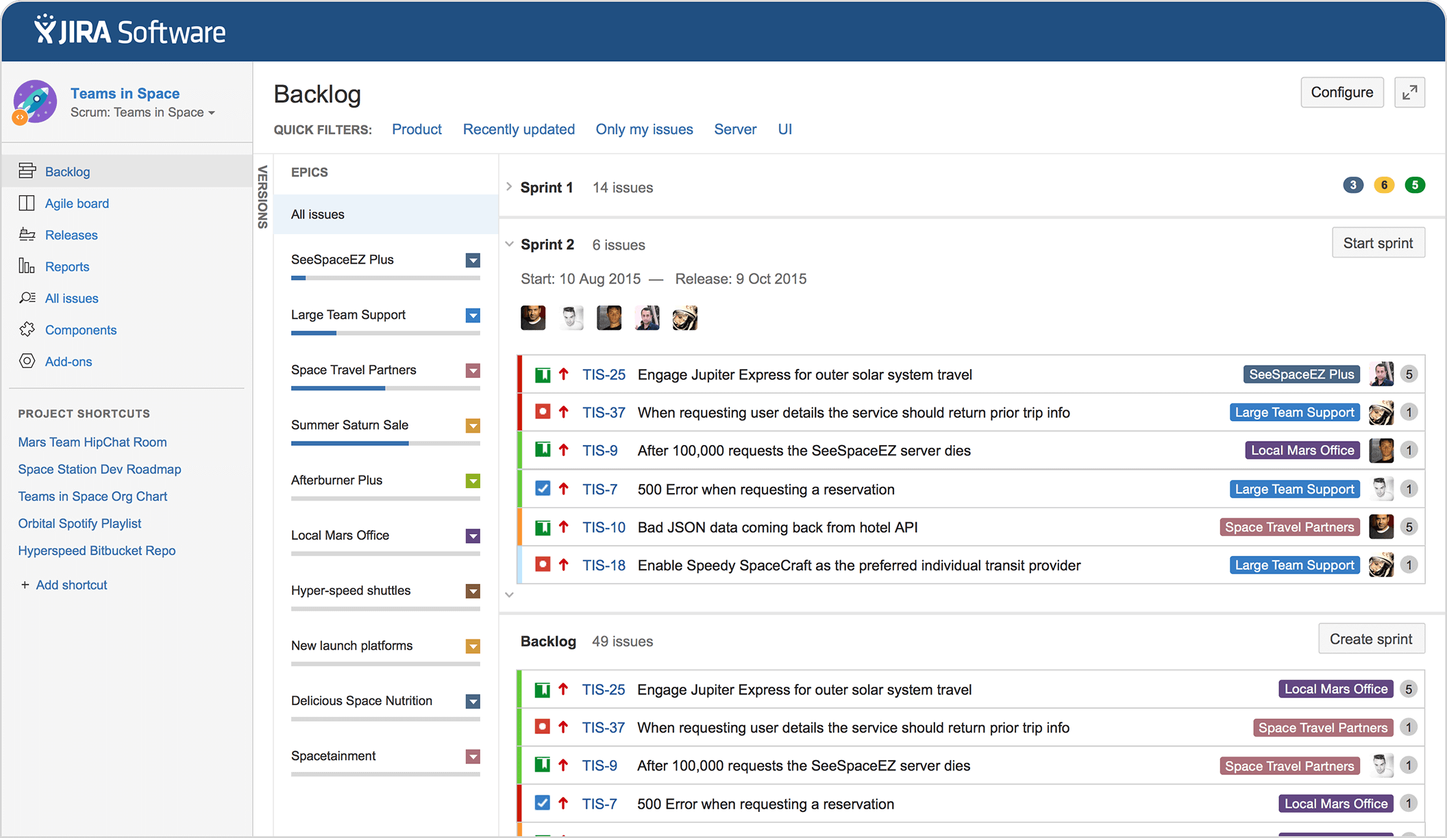 JIRA project management tool