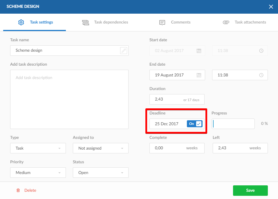 Deadlines in GanttPRO Gantt chart software