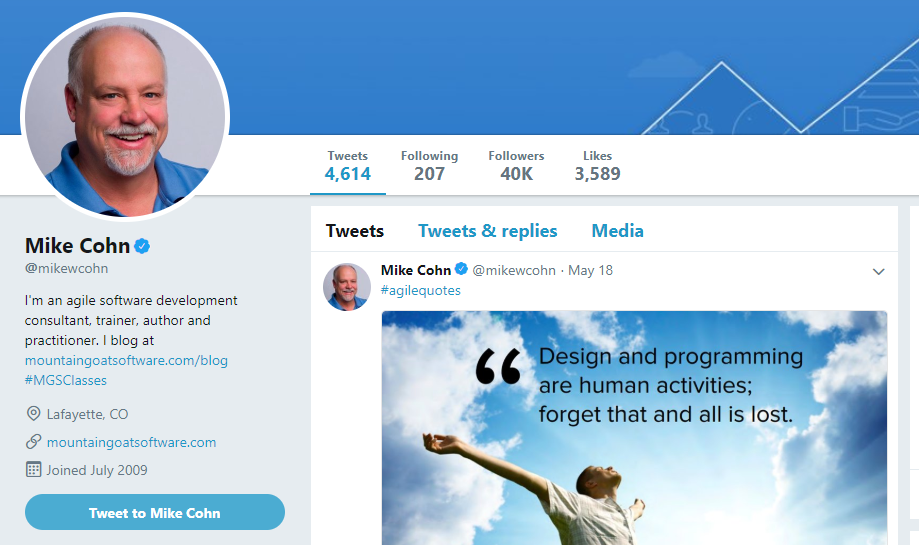 Mike Cohn project managers on Twitter