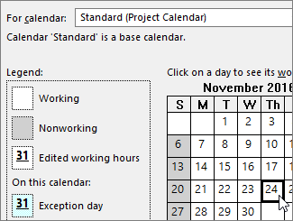 How to set working days in MS Project