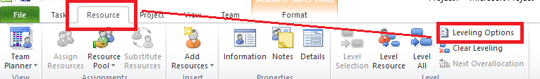 MS Project resource leveling
