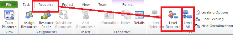 MS Project resource leveling