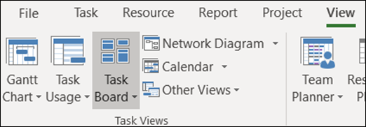 How to set task board in MS Project