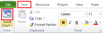 How to set task board in MS Project