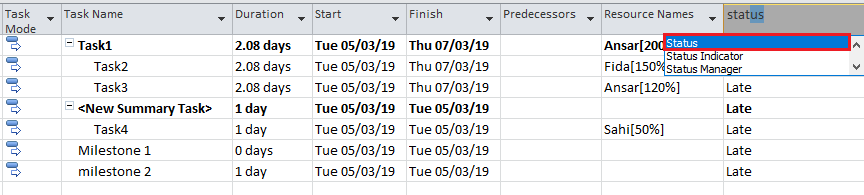 How to set task board in MS Project