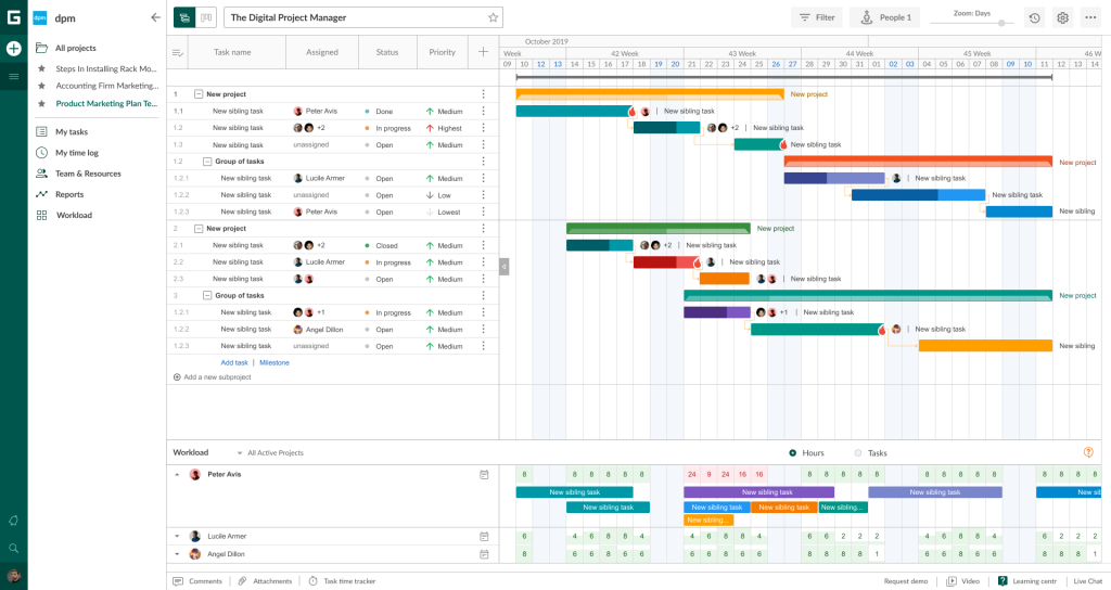 Gantt chart project timeline