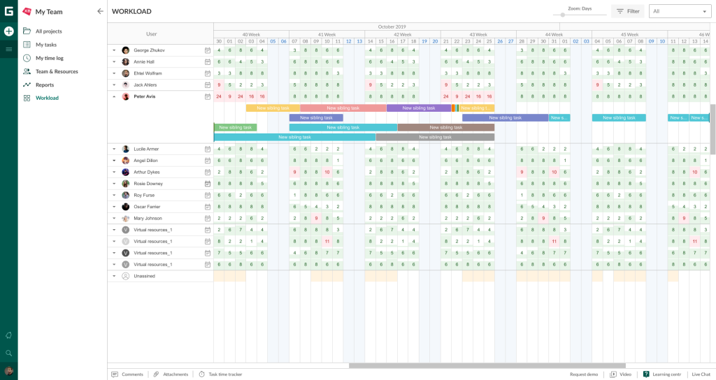 Resource allocation and management in GanttPRO