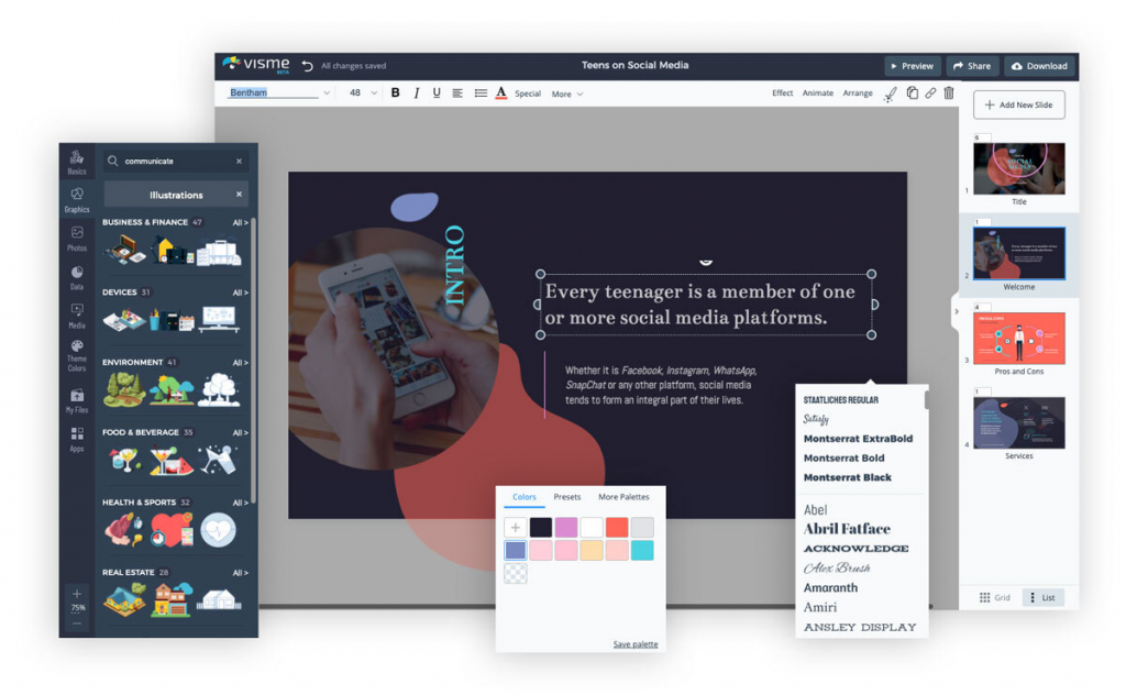 Remote working tools: Visme online design tool