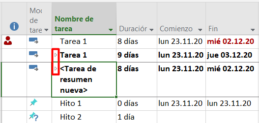 Cómo ocultar subtareas de una tarea de resumen en Microsoft Project 