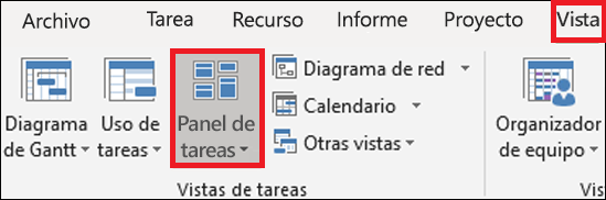 Vista panel de tareas