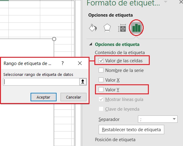 Añadir títulos a los hitos de línea de tiempo en Excel Valor Y