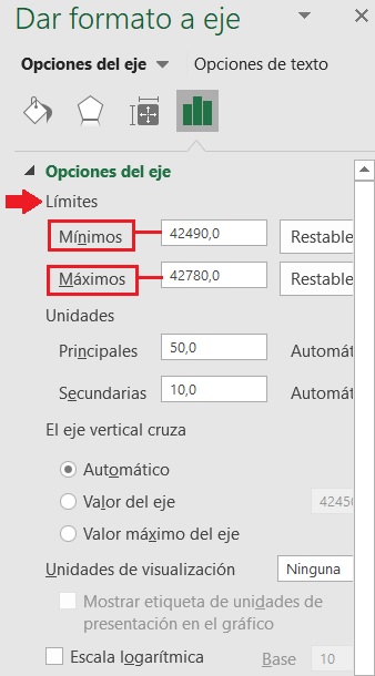 Recortar el espacio vacío formato de eje