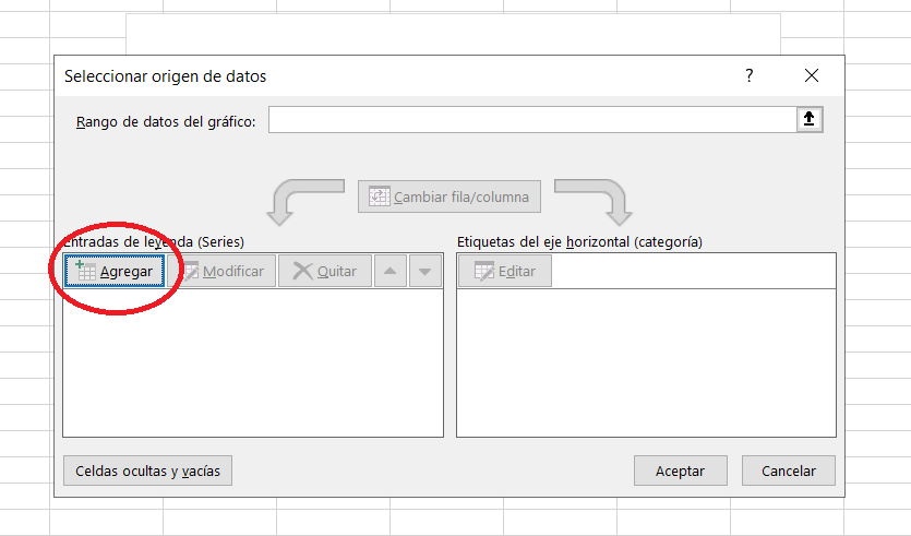 Cómo hacer un cronograma en Excel: seleccionar origen de datos