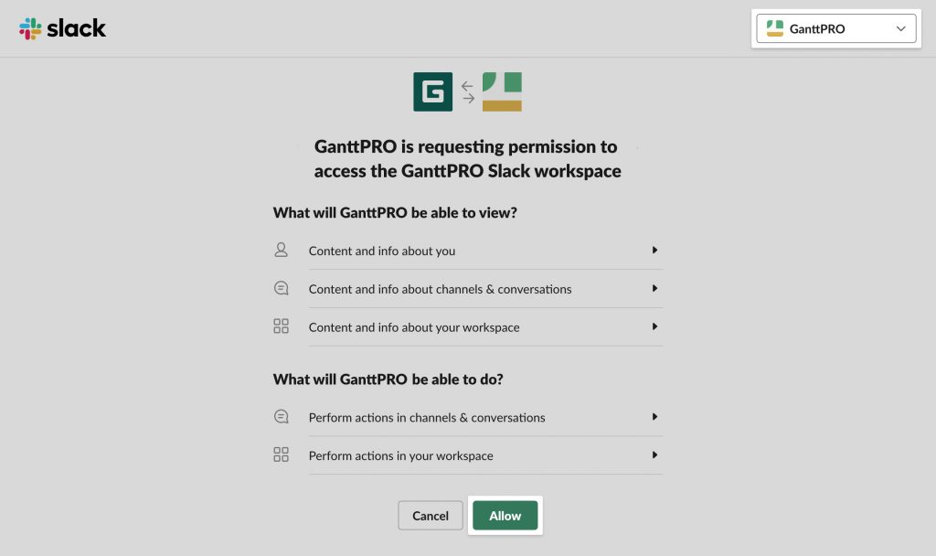 GanttPRO and Slack integration