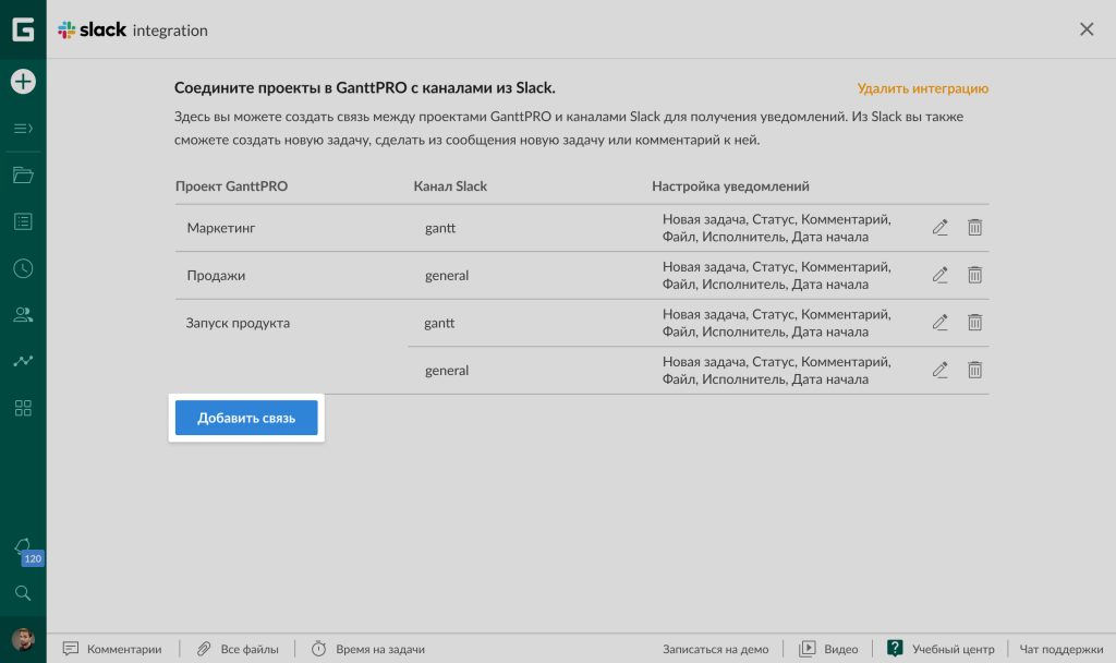Интеграция GanttPRO со Slack