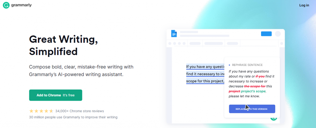 Grammarly tool to manage content marketing projects