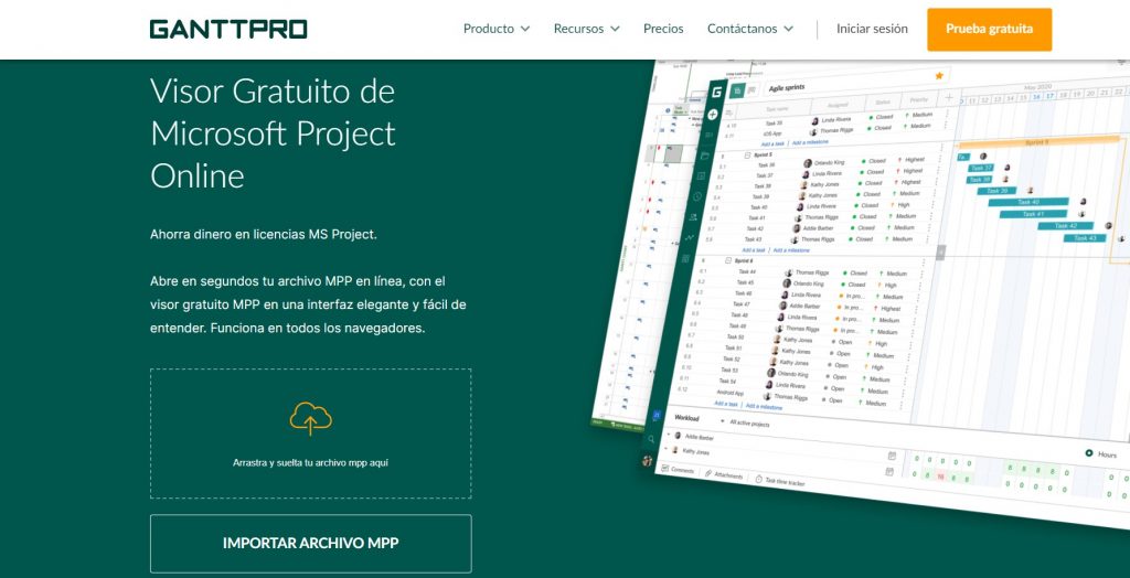 Exportar diagrama de Gantt Project