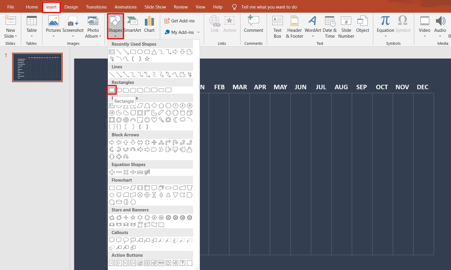 PowerPoint Gantt Chart: adding timeline