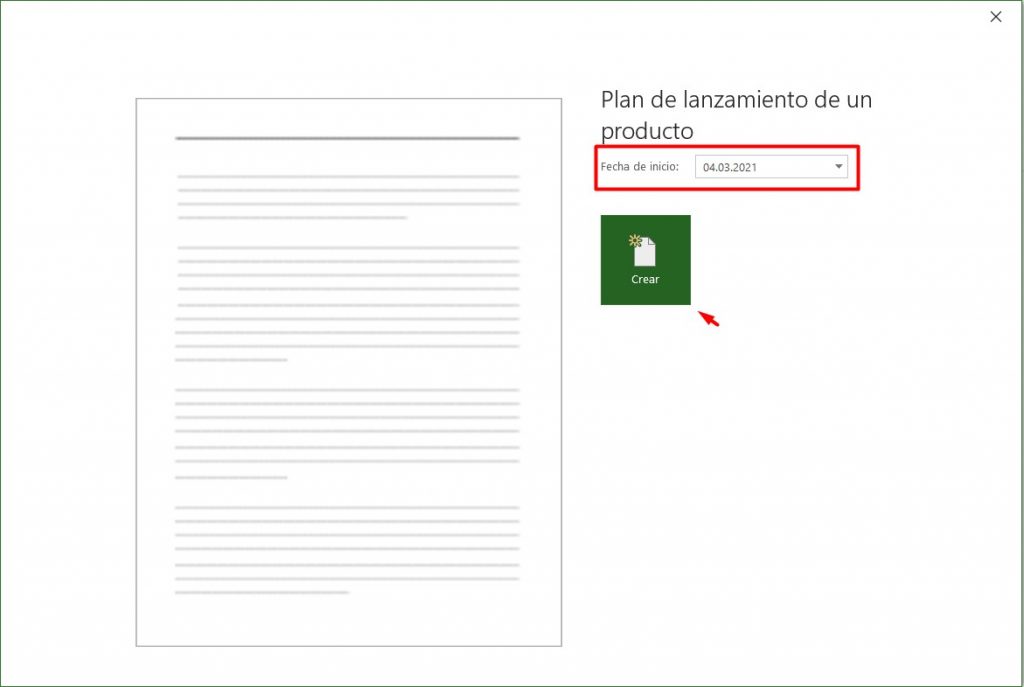 Crear proyecto de plantilla de diagrama de Gantt en Project