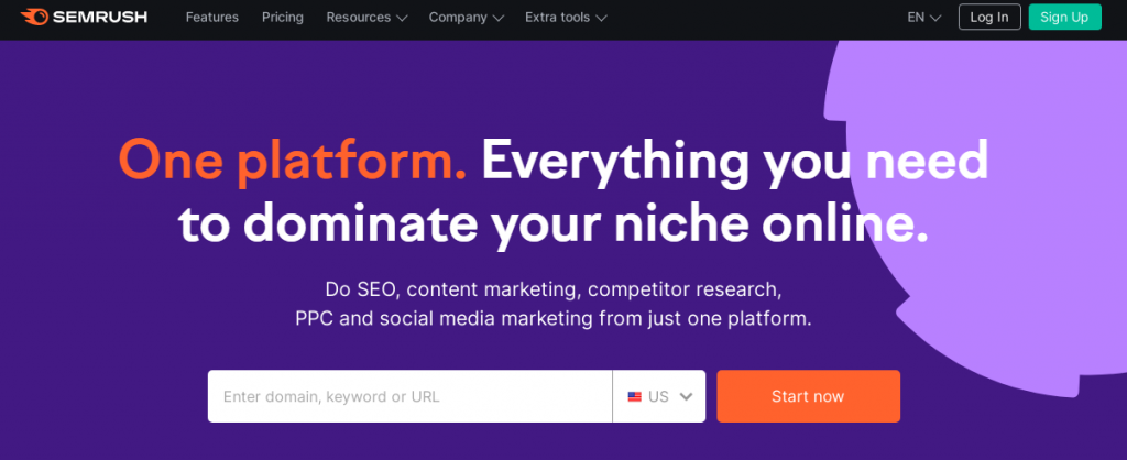 Semrush tool for content marketing projects