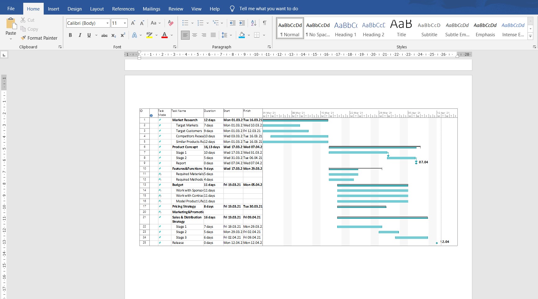 How to Make a Gantt Chart in Word