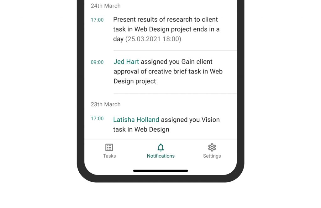 GanttPRO mobile app: notifications