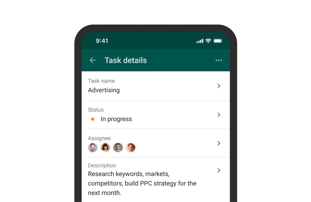 GanttPRO mobile app: task details