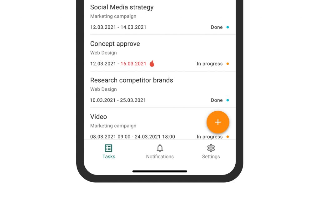 GanttPRO mobile app: tasks