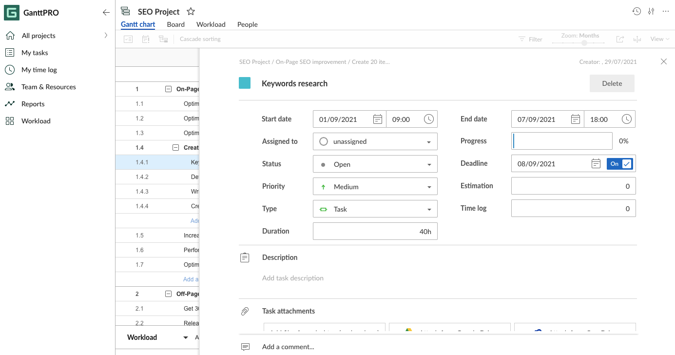 How to create a plan for an SEO project: set dates