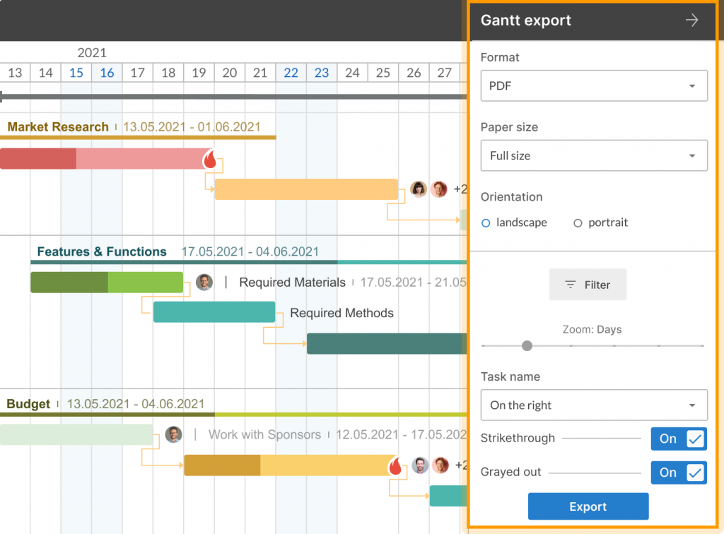 Additional options to share projects