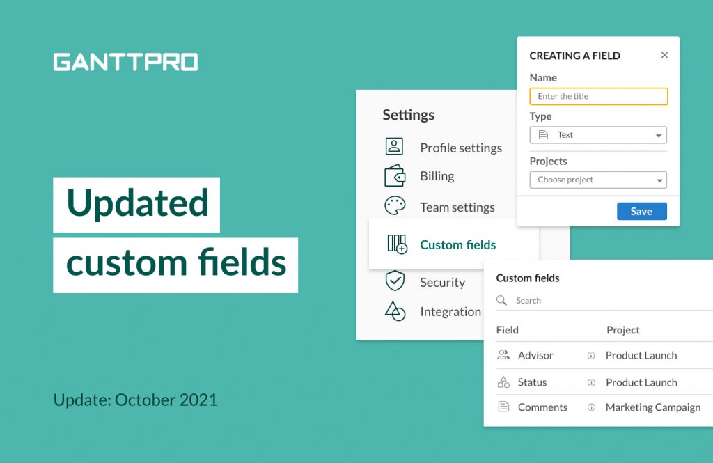 Project customization with GanttPRO: updated custom fields