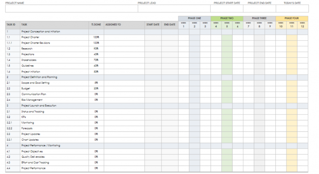 A timeline example in MS Word