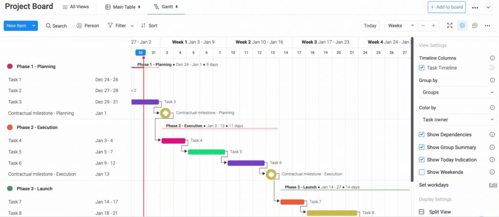 How to create a project timeline in Monday?