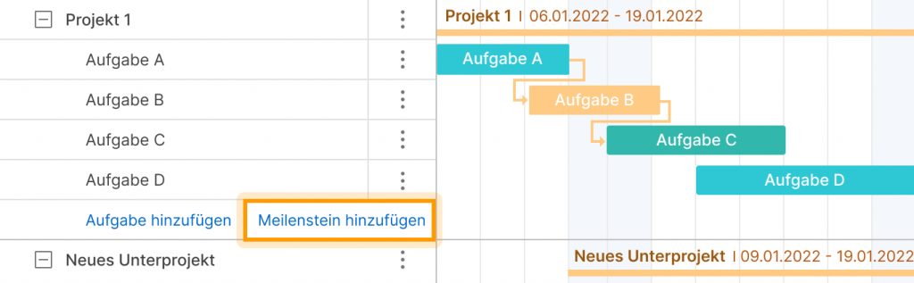 Wie können Sie noch einen Meilenstein in Gantt-Diagramm hinzufügen?