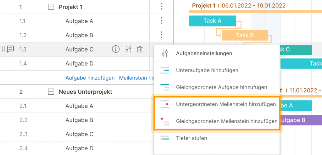 Wie erstellen Sie einen Gantt-Diagramm-Meilenstein in GanttPRO?