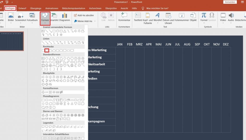 Fügen Sie Zeitlinien Ihres Gantt-Diagramms in PowerPoint hinzu