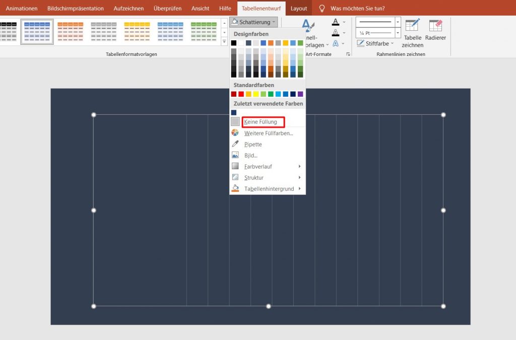 Bearbeiten Sie Ihre Tabelle fürs PowerPoint-Gantt-Diagramm