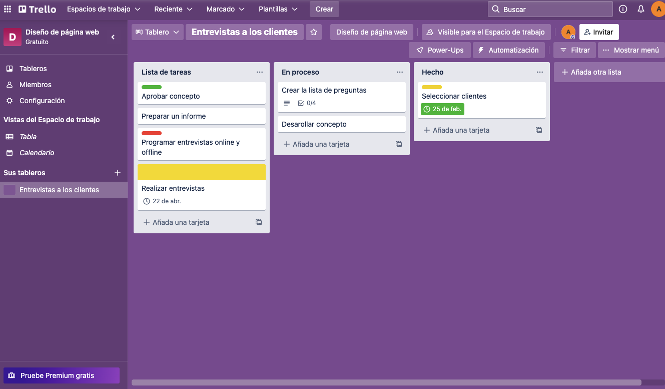 Organizador de tareas online - Trello