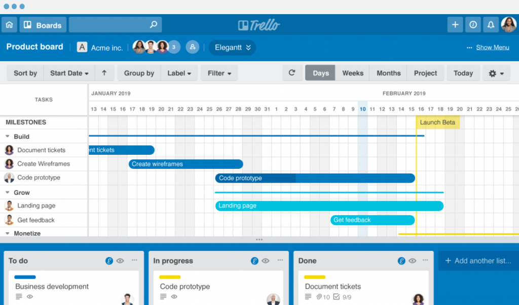 Create a Trello Gantt chart with Elegantt integration solution