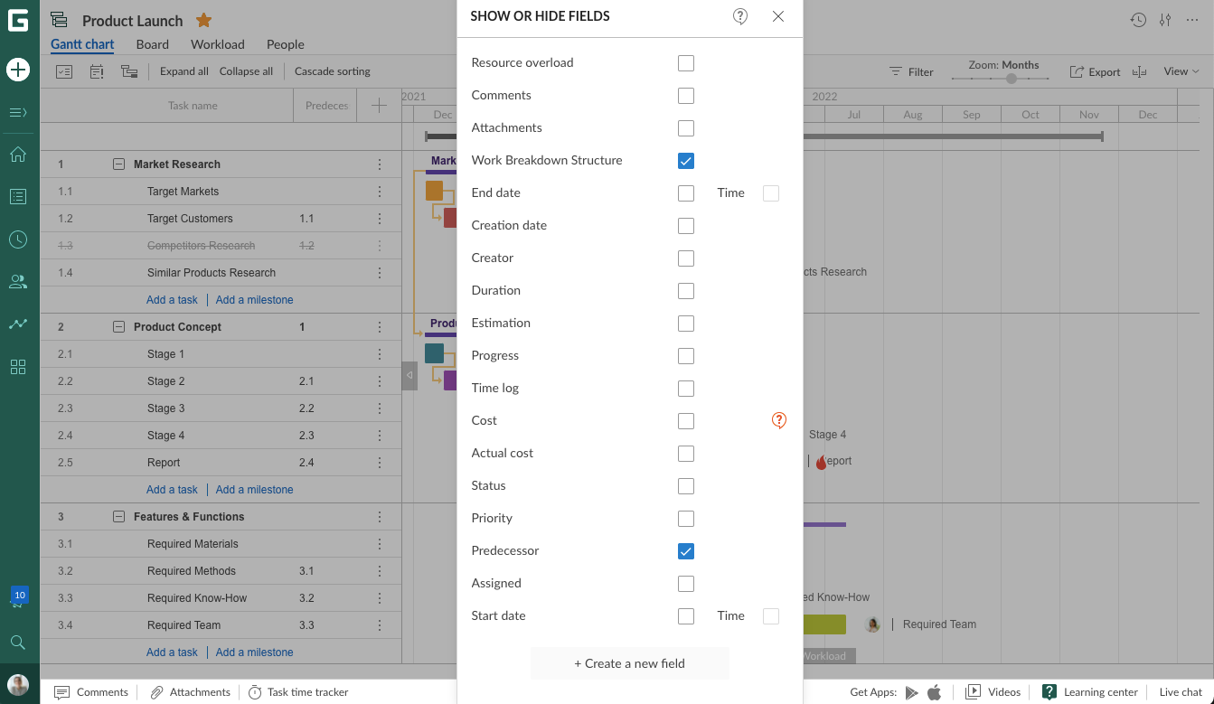 Predecessors in Microsoft Project alternative GanttPRO