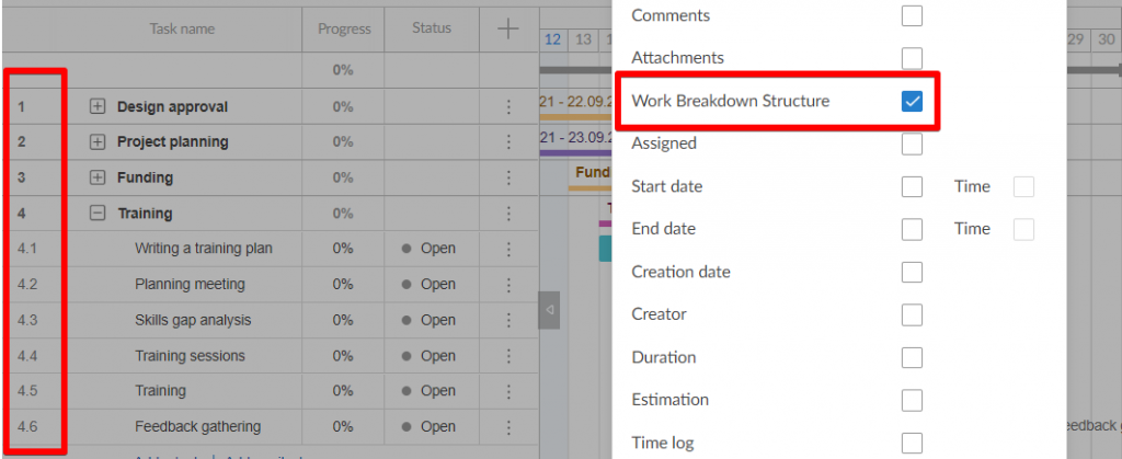 Adding work breakdown structure in GanttPRO