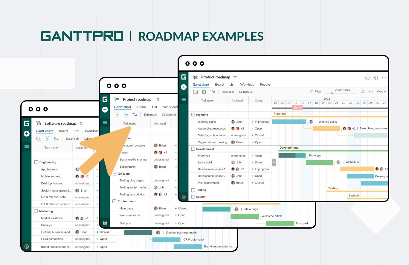 The examples of roadmaps for different cases