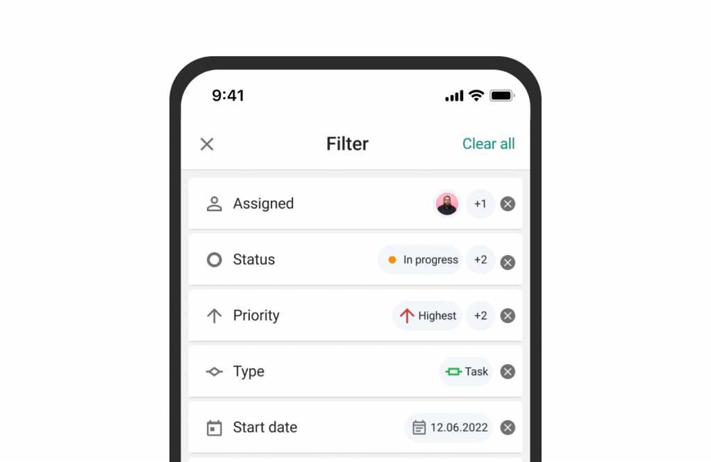 Filter in the GanttPRO mobile app