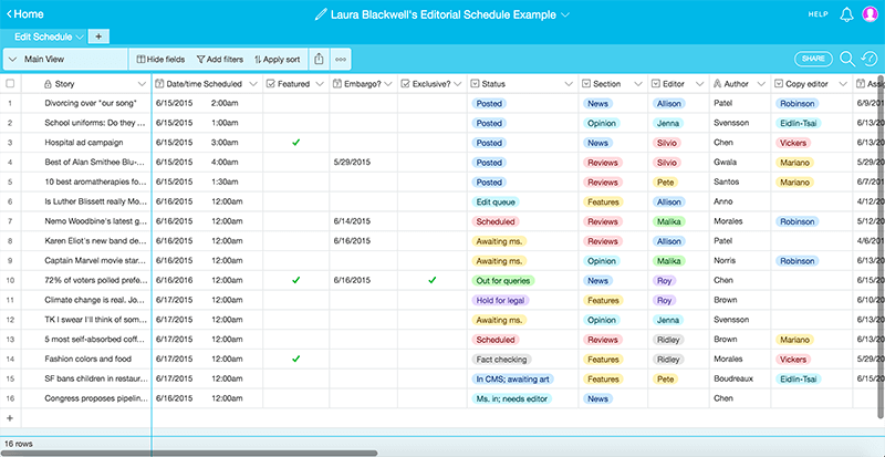 Google Sheets alternatives and competitors: Airtable