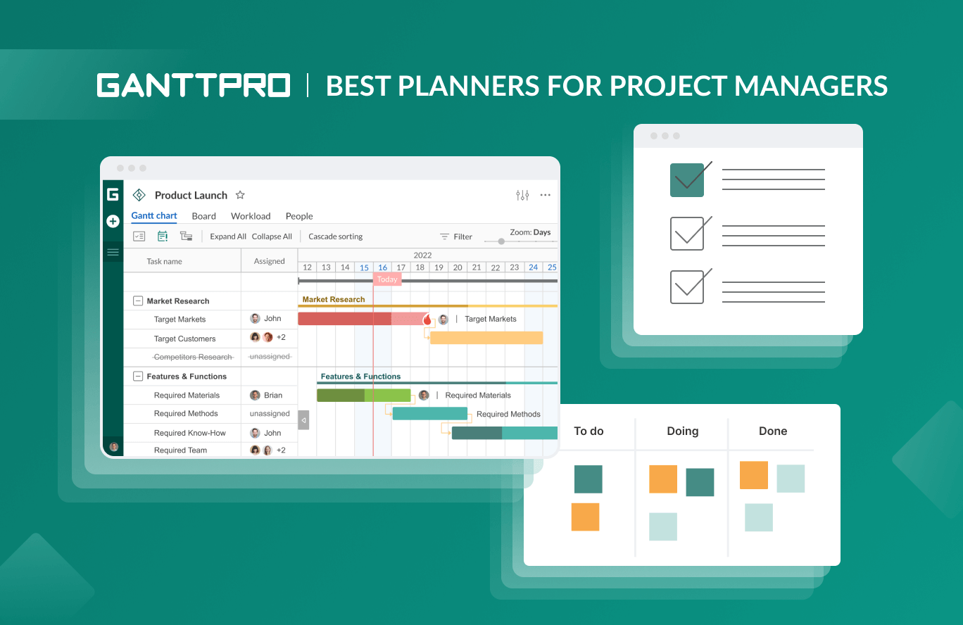 Project Planner: Work Organizer, Project Management Notebook With  Checklist, Gantt Chart, Project Journal With Calendar, Schedule, Time,  Large 8.5 x