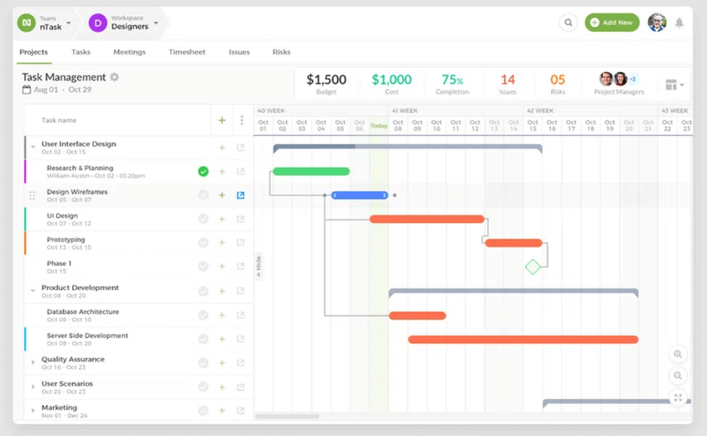 Construction project scheduling software: nTask